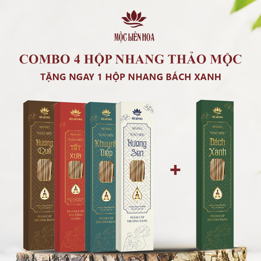 Combo 4 Hộp Nhang Thảo Mộc - Tặng 1 hộp nhang bách xanh